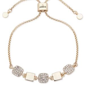 DKNY Gold Pave Crystal Square Slider Rhinestone Bracelet